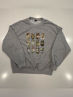 SHEIN Sweatshirt Women’s XS Gray Longsleeve Pullover Pickles Graphic Crew Neck
